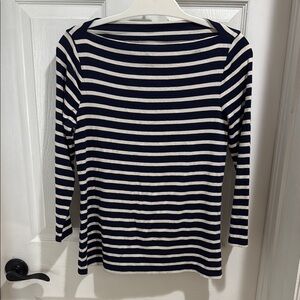 Navy and White 3/4 Sleeve‎ Striped Top
